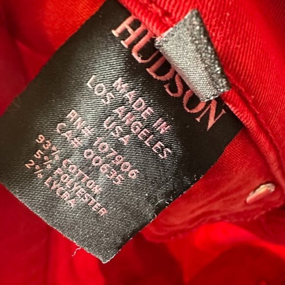 Hudson Red Acid Wash Jeans Waist 27 OOAK Denim Cotton Pants Tie Dye Made in USA - Picture 3 of 8